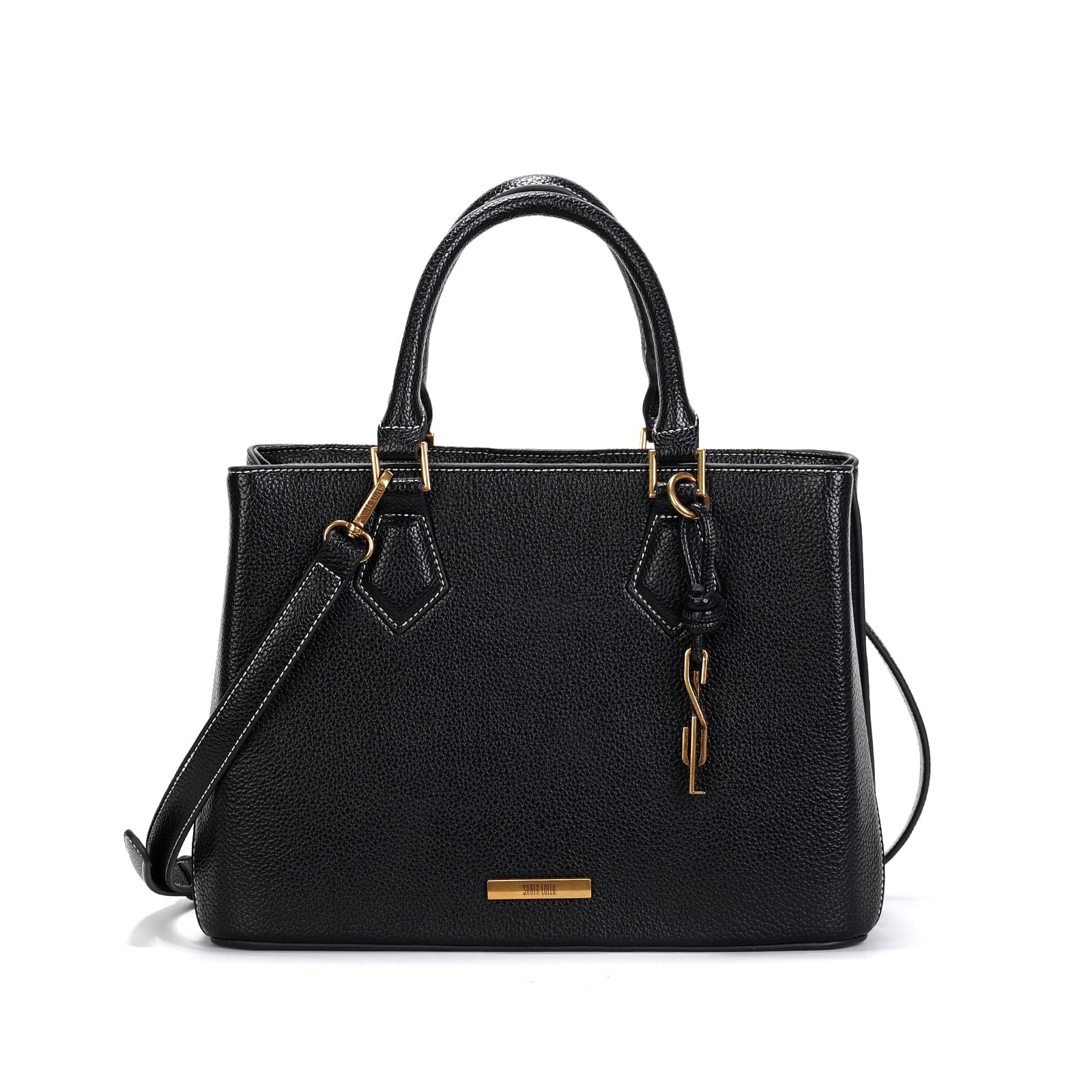 Bolsa tote estrturada floater preta alça dupla